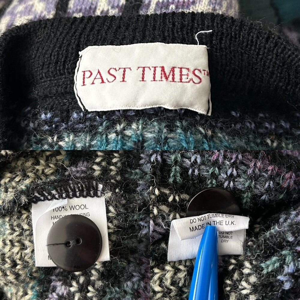 90s Vintage wool forest cardigan sweater Past Times UK trees nature pattern. - Picture 6 of 7